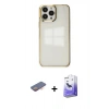 MARSİLYAN™- iPhone 13 Pro Max Kılıf Doruk Doku Prime - Siyah Bilvis 5in1 5D Magic Hayalet Cam Ekran Koruyucu + Renkli Kamera Lens Koruma Cam - TU