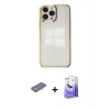 MARSİLYAN™- iPhone 13 Pro Max Kılıf Doruk Doku Prime - Siyah Bilvis 5in1 5D Magic Hayalet Cam Ekran Koruyucu + Renkli Kamera Lens Koruma Cam - SI