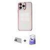 MARSİLYAN™- iPhone 13 Pro Max Kılıf Doruk Doku Prime - Siyah Bilvis 5in1 5D Magic Hayalet Cam Ekran Koruyucu + Rainbow Kamera Lens Koruma Cam - MR