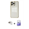 MARSİLYAN™- iPhone 13 Pro Max Kılıf Doruk Doku Prime - Siyah Bilvis 5in1 5D Magic Hayalet Cam Ekran Koruyucu + Pers Alüminyum Kamera Lens - GD