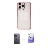 MARSİLYAN™- iPhone 13 Pro Max Kılıf Doruk Doku Prime - Siyah Bilvis 5in1 5D Magic Hayalet Cam Ekran Koruyucu + Neon Fosforlu Kamera Lens - BZ