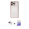 MARSİLYAN™- iPhone 13 Pro Max Kılıf Doruk Doku Prime - Siyah Bilvis 5in1 5D Magic Hayalet Cam Ekran Koruyucu + Gökkuşağı Pers Alüminyum Kamera Lens