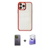 MARSİLYAN™- iPhone 13 Pro Max Kılıf Doruk Doku Prime - Siyah Bilvis 5in1 5D Magic Hayalet Cam Ekran Koruyucu + Neon Fosforlu Kamera Lens - YL