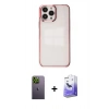 MARSİLYAN™- iPhone 13 Pro Max Kılıf Doruk Doku Prime - Siyah Bilvis 5in1 5D Magic Hayalet Cam Ekran Koruyucu + Neon Fosforlu Kamera Lens - YL