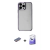MARSİLYAN™- iPhone 13 Pro Max Kılıf Doruk Doku Prime - Siyah Bilvis 5in1 5D Magic Hayalet Cam Ekran Koruyucu + Renkli Kamera Lens Koruma Cam - TU