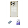MARSİLYAN™- iPhone 13 Pro Max Kılıf Doruk Doku Prime - Siyah Bilvis 5in1 5D Magic Hayalet Cam Ekran Koruyucu + Shine Kamera Lens Koruma Cam - GI