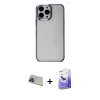 MARSİLYAN™- iPhone 13 Pro Max Kılıf Doruk Doku Prime - Siyah Bilvis 5in1 5D Magic Hayalet Cam Ekran Koruyucu + Rainbow Kamera Lens Koruma Cam - MI