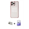 MARSİLYAN™- iPhone 13 Pro Max Kılıf Doruk Doku Prime - Siyah Bilvis 5in1 5D Magic Hayalet Cam Ekran Koruyucu + Rainbow Kamera Lens Koruma Cam - REGD