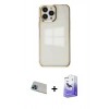 MARSİLYAN™- iPhone 13 Pro Max Kılıf Doruk Doku Prime - Siyah Bilvis 5in1 5D Magic Hayalet Cam Ekran Koruyucu + Rainbow Kamera Lens Koruma Cam - MI