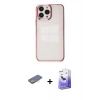 MARSİLYAN™- iPhone 13 Pro Max Kılıf Doruk Doku Prime - Siyah Bilvis 5in1 5D Magic Hayalet Cam Ekran Koruyucu + Renkli Kamera Lens Koruma Cam - SI