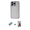 MARSİLYAN™- iPhone 13 Pro Max Kılıf Doruk Doku Prime - Siyah Bilvis Hayalet Cam Ekran Koruyucu + Shine Kamera Lens Koruma Cam - GI