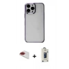 MARSİLYAN™- iPhone 13 Pro Max Kılıf Doruk Doku Prime - Siyah Bilvis Hayalet Cam Ekran Koruyucu + Pers Alüminyum Kamera Lens - KI