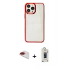 MARSİLYAN™- iPhone 13 Pro Max Kılıf Doruk Doku Prime - Siyah Bilvis Hayalet Cam Ekran Koruyucu + Pers Alüminyum Kamera Lens - KI
