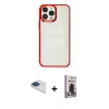 MARSİLYAN™- iPhone 13 Pro Max Kılıf Doruk Doku Prime - Siyah Bilvis Hayalet Cam Ekran Koruyucu + Pers Alüminyum Kamera Lens - LT