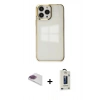 MARSİLYAN™- iPhone 13 Pro Max Kılıf Doruk Doku Prime - Siyah Bilvis Hayalet Cam Ekran Koruyucu + Pers Alüminyum Kamera Lens - GI