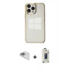MARSİLYAN™- iPhone 13 Pro Max Kılıf Doruk Doku Prime - Siyah Bilvis Hayalet Cam Ekran Koruyucu + Pers Alüminyum Kamera Lens - SABE