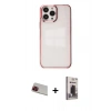 MARSİLYAN™- iPhone 13 Pro Max Kılıf Doruk Doku Prime - Siyah Bilvis Hayalet Cam Ekran Koruyucu + Rainbow Kamera Lens Koruma Cam - KI