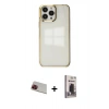MARSİLYAN™- iPhone 13 Pro Max Kılıf Doruk Doku Prime - Siyah Bilvis Hayalet Cam Ekran Koruyucu + Rainbow Kamera Lens Koruma Cam - KI