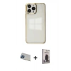 MARSİLYAN™- iPhone 13 Pro Max Kılıf Doruk Doku Prime - Siyah Bilvis Hayalet Cam Ekran Koruyucu + Rainbow Kamera Lens Koruma Cam - MI
