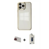 MARSİLYAN™- iPhone 13 Pro Max Kılıf Doruk Doku Prime - Siyah Bilvis Hayalet Cam Ekran Koruyucu + Rainbow Kamera Lens Koruma Cam - KI