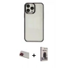 MARSİLYAN™- iPhone 13 Pro Max Kılıf Doruk Doku Prime - Siyah Bilvis Hayalet Cam Ekran Koruyucu + Rainbow Kamera Lens Koruma Cam - KI