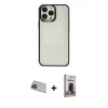 MARSİLYAN™- iPhone 13 Pro Max Kılıf Doruk Doku Prime - Siyah Bilvis Hayalet Cam Ekran Koruyucu + Rainbow Kamera Lens Koruma Cam - MI