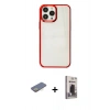 MARSİLYAN™- iPhone 13 Pro Max Kılıf Doruk Doku Prime - Siyah Bilvis Hayalet Cam Ekran Koruyucu + Renkli Kamera Lens Koruma Cam - SI