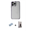 MARSİLYAN™- iPhone 13 Pro Max Kılıf Doruk Doku Prime - Siyah Bilvis Hayalet Cam Ekran Koruyucu + Shine Kamera Lens Koruma Cam - MI