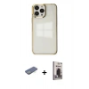 MARSİLYAN™- iPhone 13 Pro Max Kılıf Doruk Doku Prime - Siyah Bilvis Hayalet Cam Ekran Koruyucu + Yeşil Renkli Kamera Lens Koruma Cam