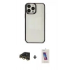 MARSİLYAN™- iPhone 13 Pro Max Kılıf Doruk Doku Prime - Siyah Joko 5D Cam + Raze Metal Kamera Lens - GD