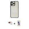 MARSİLYAN™- iPhone 13 Pro Max Kılıf Doruk Doku Prime - Siyah Joko 5D Cam + Pers Alüminyum Kamera Lens - KI