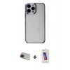 MARSİLYAN™- iPhone 13 Pro Max Kılıf Doruk Doku Prime - Siyah Joko 5D Cam + Rainbow Kamera Lens Koruma Cam - KI