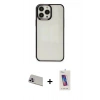 MARSİLYAN™- iPhone 13 Pro Max Kılıf Doruk Doku Prime - Siyah Joko 5D Cam + Rainbow Kamera Lens Koruma Cam - MR
