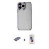MARSİLYAN™- iPhone 13 Pro Max Kılıf Doruk Doku Prime - Siyah Joko 5D Cam + Renkli Kamera Lens Koruma Cam - PE