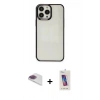 MARSİLYAN™- iPhone 13 Pro Max Kılıf Doruk Doku Prime - Siyah Joko 5D Cam + Pers Alüminyum Kamera Lens - GI