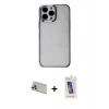 MARSİLYAN™- iPhone 13 Pro Max Kılıf Doruk Doku Prime - Siyah Joko 5D Cam + Rainbow Kamera Lens Koruma Cam - REGD