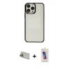 MARSİLYAN™- iPhone 13 Pro Max Kılıf Doruk Doku Prime - Siyah Joko 5D Cam + Rainbow Kamera Lens Koruma Cam - REGD