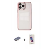 MARSİLYAN™- iPhone 13 Pro Max Kılıf Doruk Doku Prime - Siyah Joko 5D Cam + Renkli Kamera Lens Koruma Cam - SI