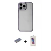 MARSİLYAN™- iPhone 13 Pro Max Kılıf Doruk Doku Prime - Siyah Joko 5D Cam + Renkli Kamera Lens Koruma Cam - SI