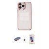 MARSİLYAN™- iPhone 13 Pro Max Kılıf Doruk Doku Prime - Siyah Joko 5D Cam + Renkli Kamera Lens Koruma Cam - TU