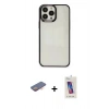 MARSİLYAN™- iPhone 13 Pro Max Kılıf Doruk Doku Prime - Siyah Joko 5D Cam + Renkli Kamera Lens Koruma Cam - TU