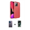MARSİLYAN™- iPhone 13 Pro Max Kılıf Doruk Klasik Özel Seri - Şeffaf 360 Full Body Arka Koruyucu + Neon Fosforlu Kamera Lens - MI