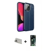 MARSİLYAN™- iPhone 13 Pro Max Kılıf Doruk Klasik Özel Seri - Şeffaf 360 Full Body Arka Koruyucu + Rainbow Kamera Lens Koruma Cam - BZ