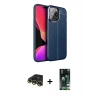 MARSİLYAN™- iPhone 13 Pro Max Kılıf Doruk Klasik Özel Seri - Şeffaf 360 Full Body Arka Koruyucu + Raze Metal Kamera Lens - GD