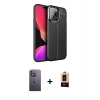 MARSİLYAN™- iPhone 13 Pro Max Kılıf Doruk Klasik Özel Seri - Şeffaf Maxco Cam Ekran Koruyucu + Beyaz Neon Fosforlu Kamera Lens