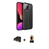 MARSİLYAN™- iPhone 13 Pro Max Kılıf Doruk Klasik Özel Seri - Şeffaf Maxco Cam Ekran Koruyucu + Raze Metal Kamera Lens - GD