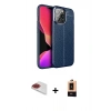 MARSİLYAN™- iPhone 13 Pro Max Kılıf Doruk Klasik Özel Seri - Şeffaf Maxco Cam Ekran Koruyucu + Pers Alüminyum Kamera Lens - KI