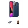 MARSİLYAN™- iPhone 13 Pro Max Kılıf Doruk Klasik Özel Seri - Şeffaf Maxco Cam Ekran Koruyucu + Renkli Kamera Lens Koruma Cam - PE