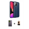 MARSİLYAN™- iPhone 13 Pro Max Kılıf Doruk Klasik Özel Seri - Şeffaf Maxco Cam Ekran Koruyucu + Yeşil Neon Fosforlu Kamera Lens