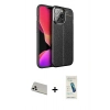 MARSİLYAN™- iPhone 13 Pro Max Kılıf Doruk Klasik Özel Seri - Şeffaf Pasifik Cam Ekran Koruyucu + Rainbow Kamera Lens Koruma Cam - BZ